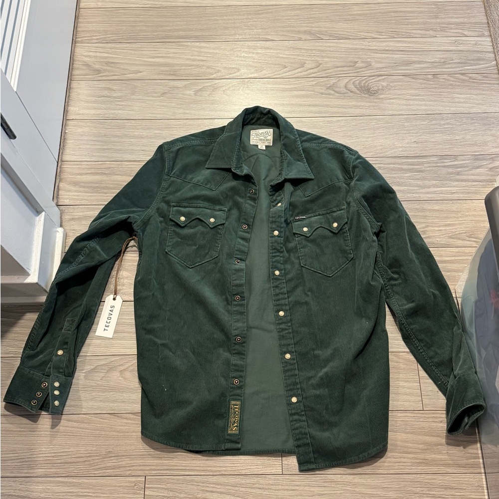 Tecovas Dark Green Corduroy Shirt